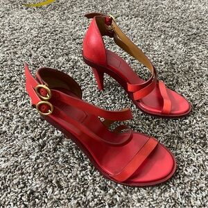 Chloe red leather strap and buckle heels size 36